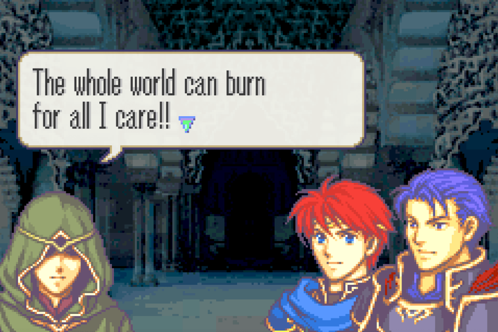 Bramimond saying "The whole world can burn for all I care!!"