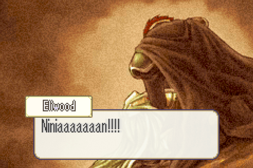 Eliwood holding Ninian's limp body and crying out her name. 