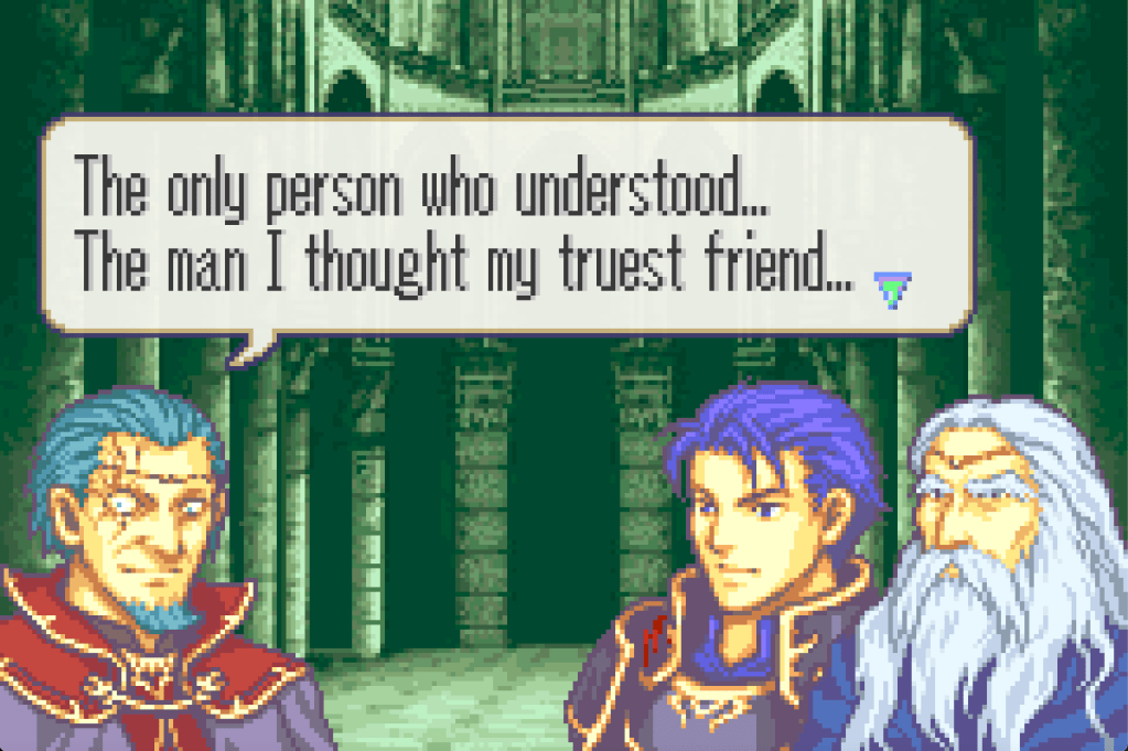 Nergal saying "The only person who understood... The man I thought my truest friend..." 