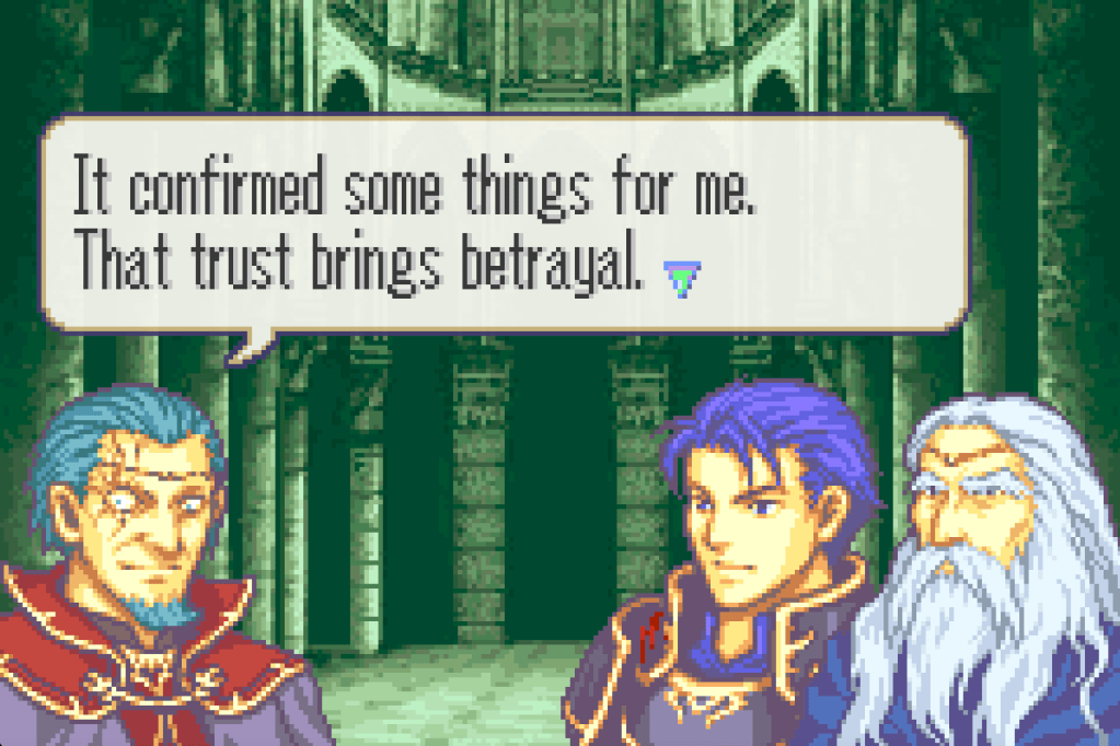 Nergal saying "It confirmed some things for me. That trust brings betrayal."