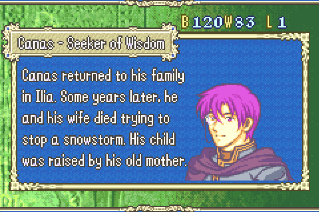 Canas returned to his family in Ilia. Some years later, he and his wife died trying to stop a snowstorm. His child was raised by his old mother. 