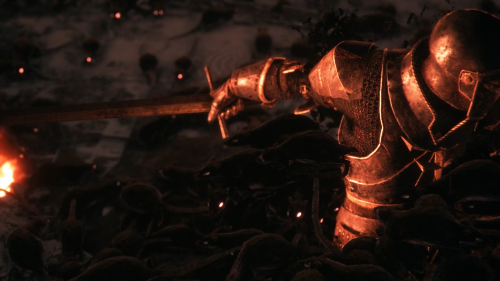 The Inquisition knight Nicholas getting swarmed by rats.