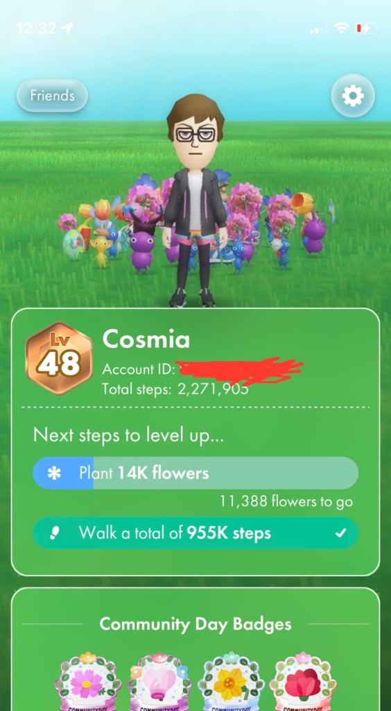 Screenshot of my profile, my Mii’s wearing a black sweatshirt with pink drawstrings, a white t-shirt, colorful shorts, black tights, and black sneakers. It’s a bit odd but it kinda works.
