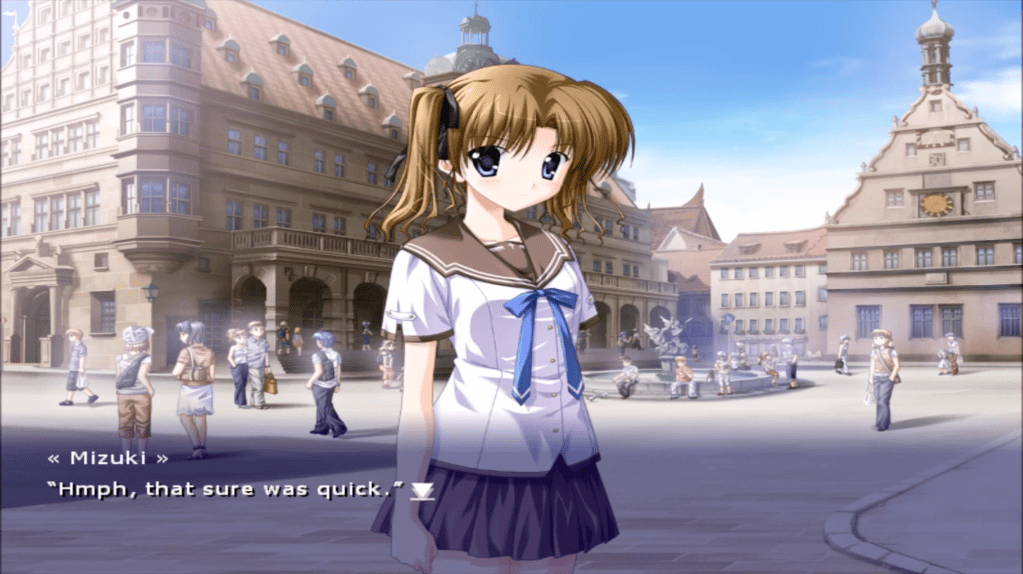 Mizuki says "Hmph, that sure was quick."