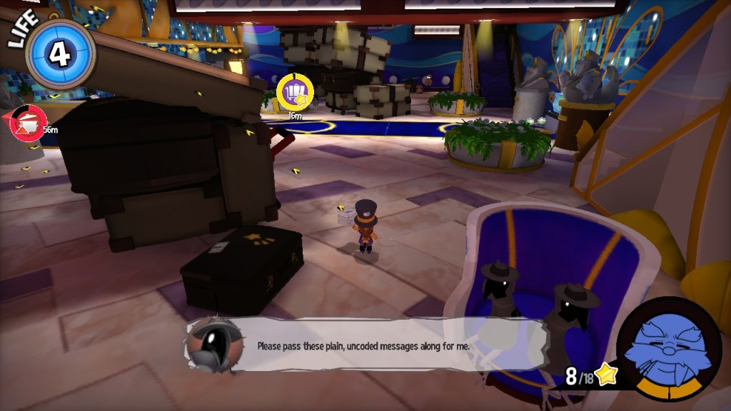 The fedora wearing shadow bird thing says, "Please pass these plain, uncoded messages along for me.