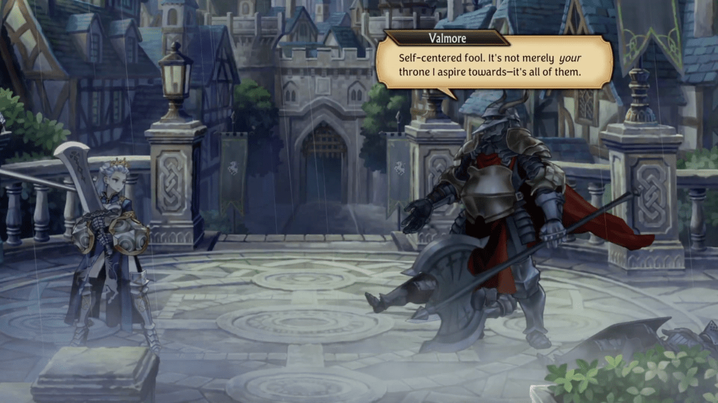 Valmore responds, "Self-centered fool. It's not merely your throne I seek to usurp–it's all of them."