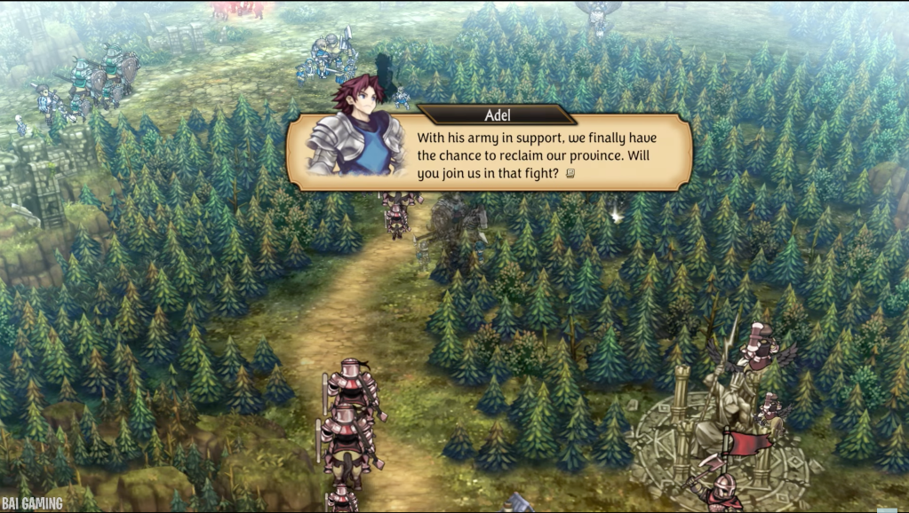 Adel: "With his army in support, we finally have the chance to reclaim our province. Will you join us in that fight?"