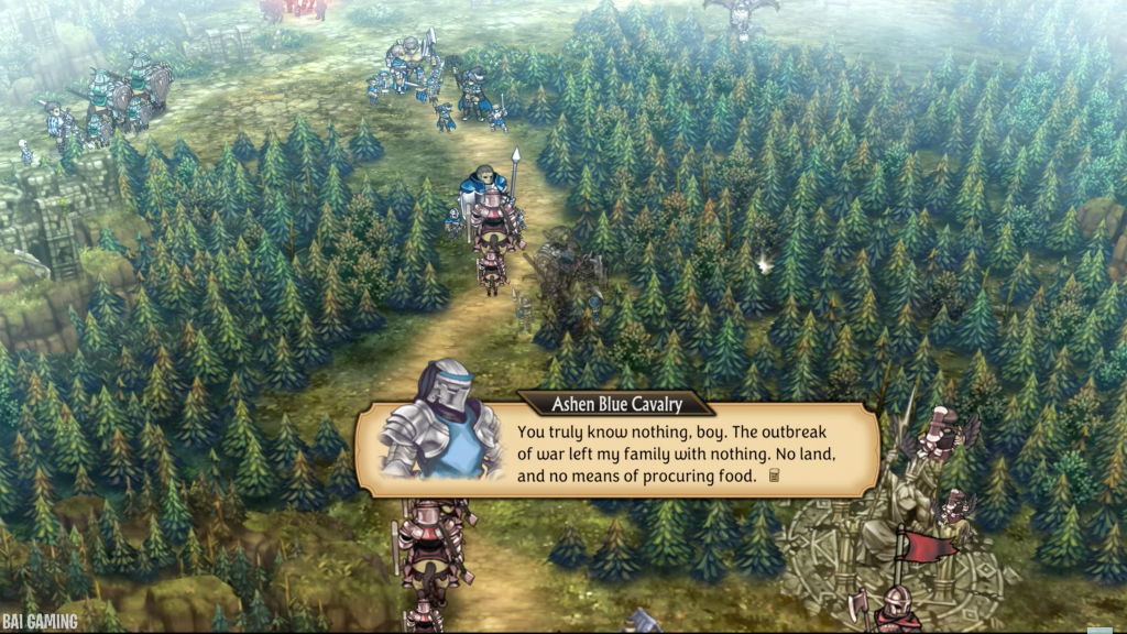 Ashen Blue Cavalry: "You truly know nothing, boy. The outbreak of war left my family with nothing. No land, and no means of procuring food."