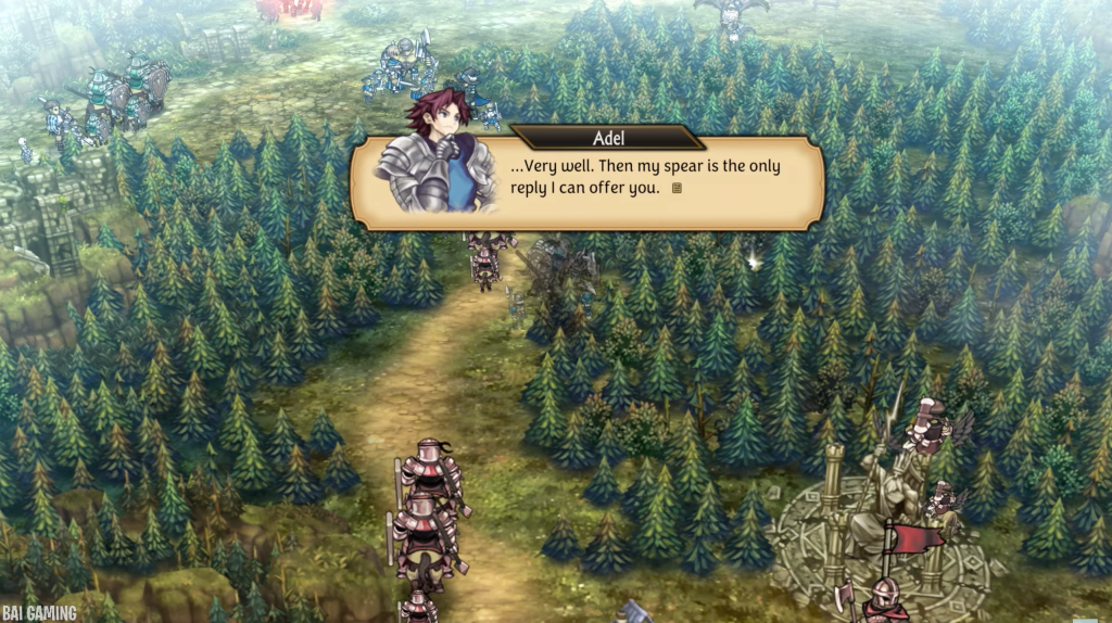 Adel: "... Very well. Then my spear is the only reply I can offer you."