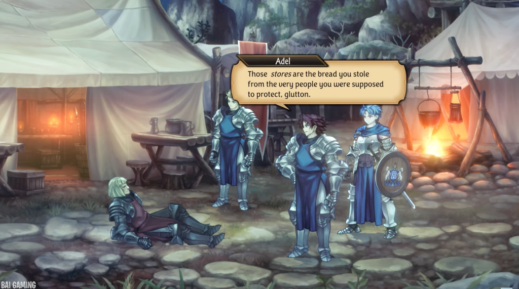 Adel: "Those stores are the bread you stole from the very people you were supposed to protect, glutton."