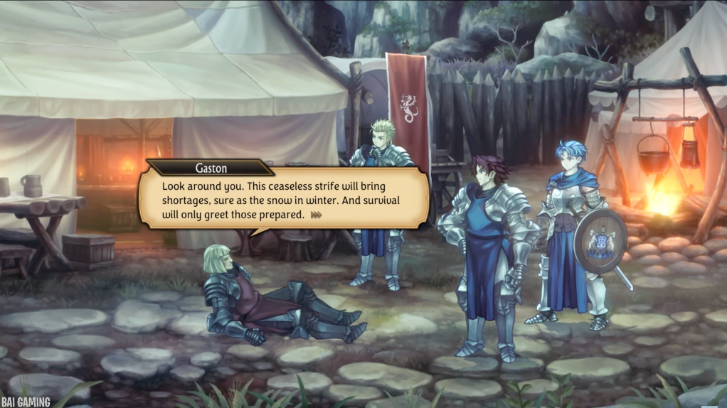 Gaston: "Look around you. This ceaseless strife will bring shortages, sure as the snow in winter. And survival will only greet those prepared."