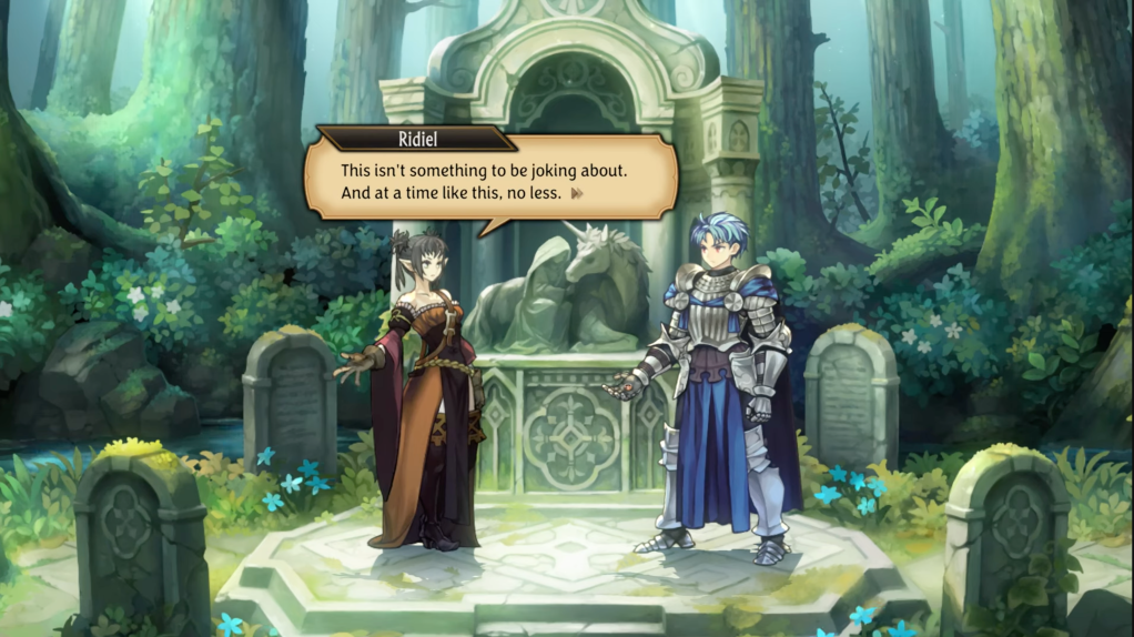 Ridiel says, "This isn't something to be joking about. And at a time like this, no less."