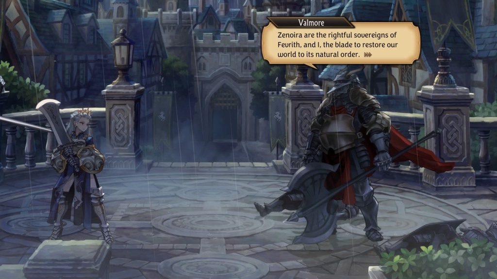 Zenoira are the rightful sovereigns of Fevrith, and I, the blade to restore our world to its natural order."