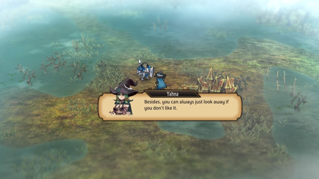 "Besides, you can always just look away if you don't like it." She says with her arms crossed.