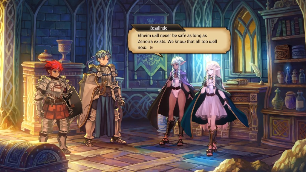 Rosalinde says, "Elheim will never be safe as long as Zenoira exists. We know that all too well now."