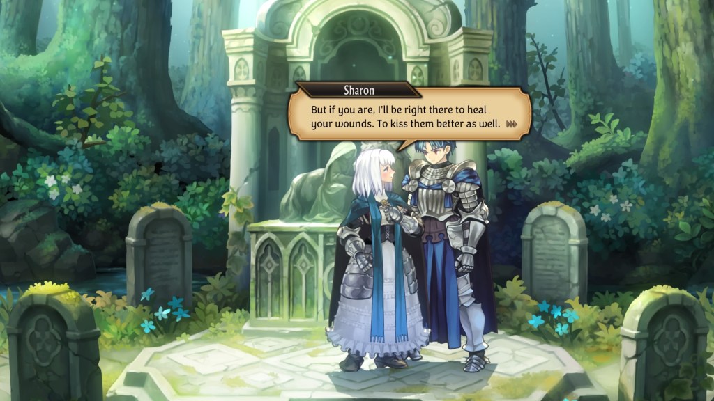 She gets closer to him, they look into each other's eyes, and she says, "But if you are, I'll be right there to heal your wounds. To kiss them better as well."