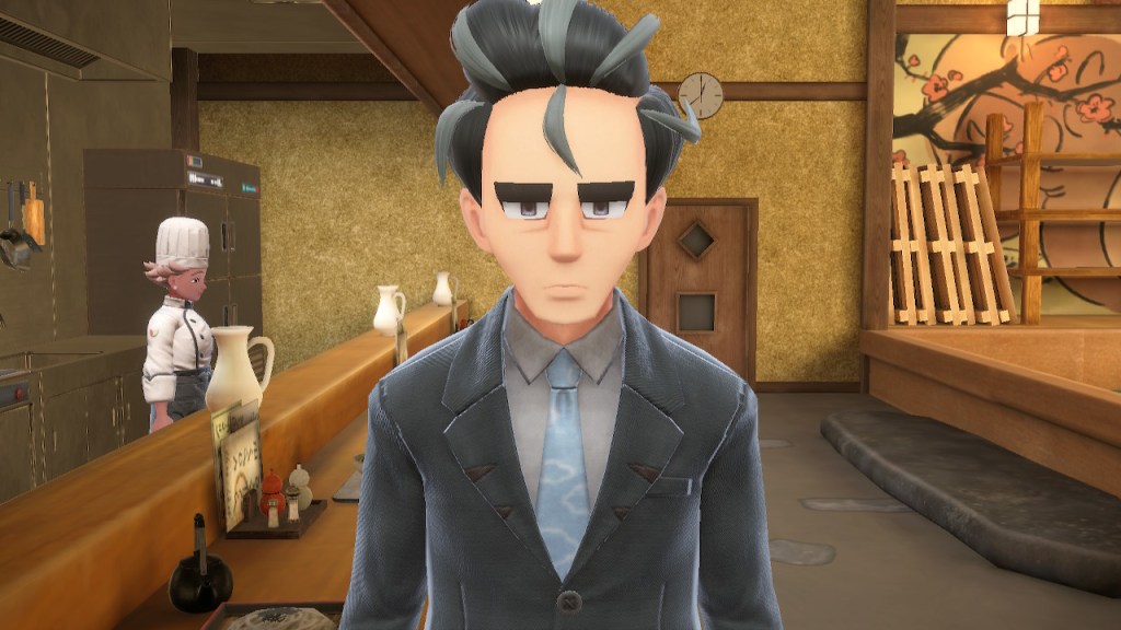 He stands straight and stares you down.