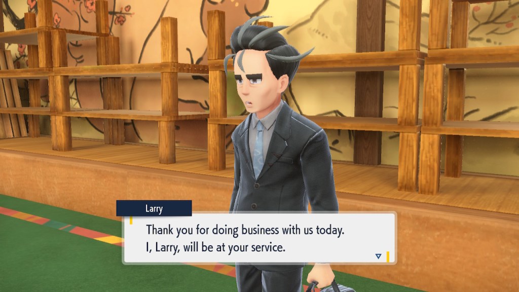 "Thank you for doing business with us today. I, Larry, will be at your service."