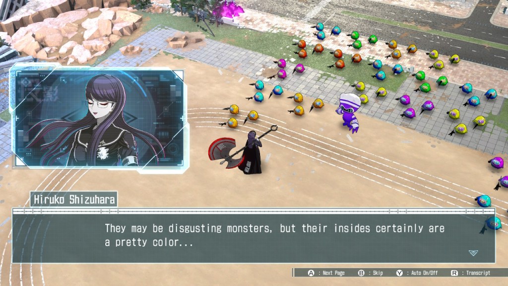 Hiruko says, "They may be disgusting monsters, but their insides certainly are a pretty color."