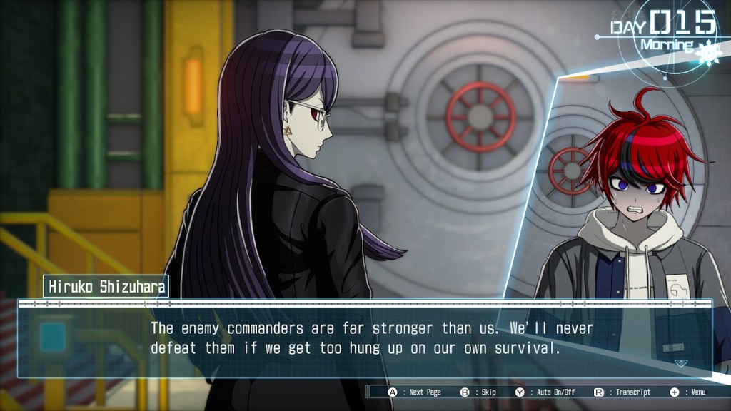 Her back is turned and we see one eye looking back, "The enemy commanders are far stronger than us. We'll never defeat them if we get too hung up on our own survival."
