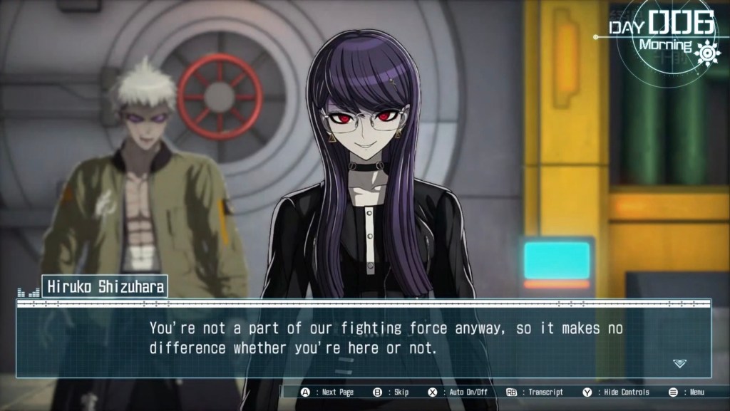Hiruko sports a mean smile, "You're not part of our fighting force anyway, so it makes no difference whether you're here or not."