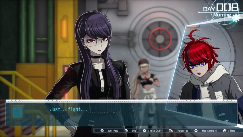 Takumi internally monologues, "Just... fight..."