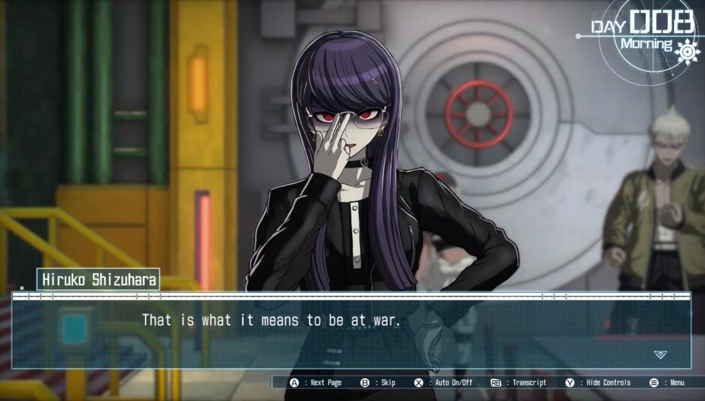 Hiruko puts two fingers to her glasses and takes on that grim shadowed eye expression again, "That is what it means to be at war."