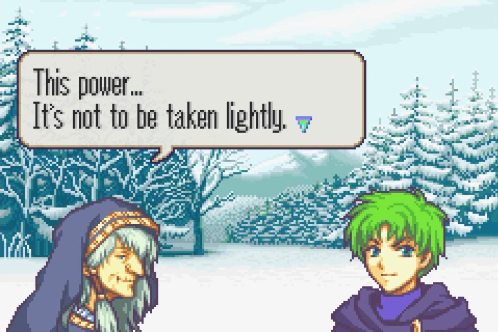 Niime, an elderly woman wearing a hooded cloak says to Raigh, "This power... It's not to be taken lightly."