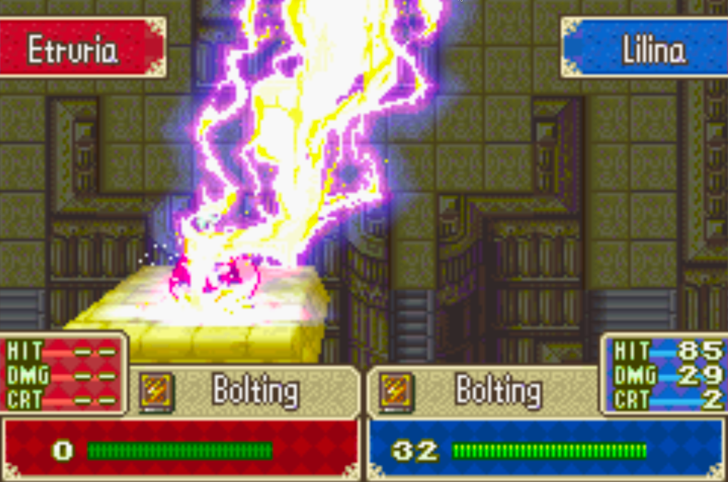 Lilina uses bolting on an Etrurian sage. It's a big ass thunderbolt on him and he dead. 
