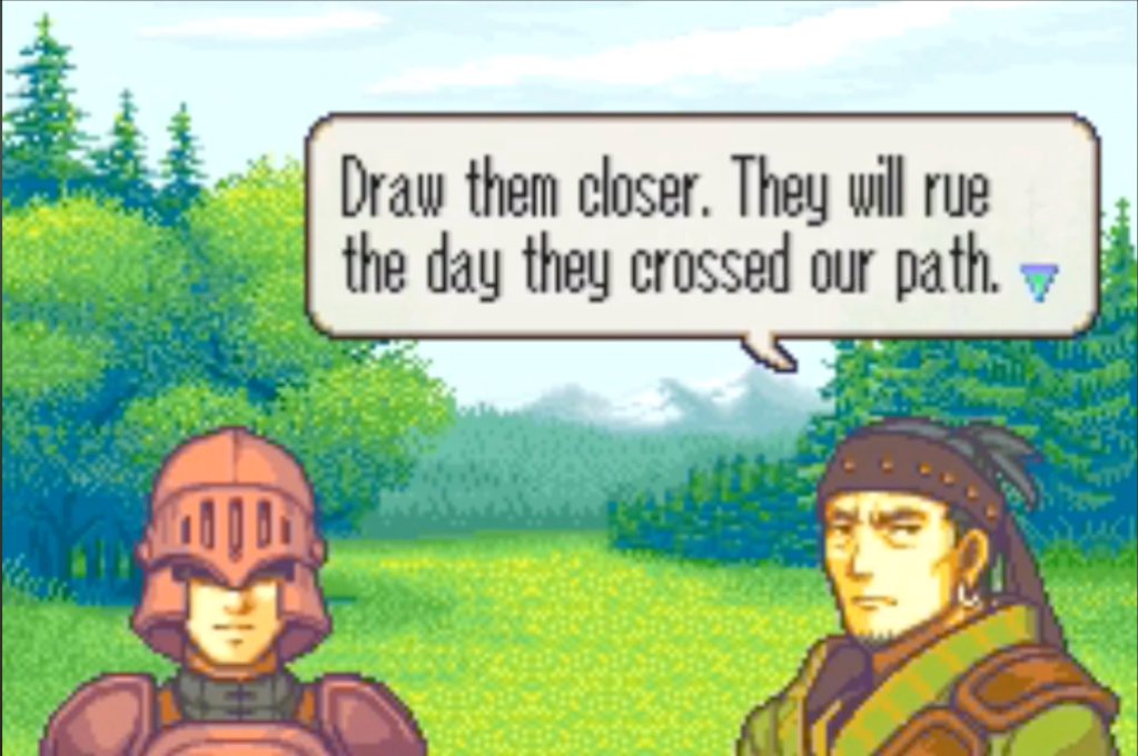 Monke continues, "Draw them closer. They will rue the day they crossed our path."