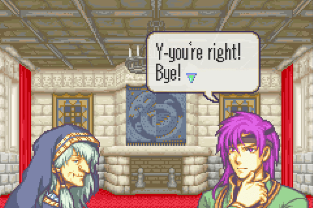 Hugh says, "Y-you're right! Bye!"